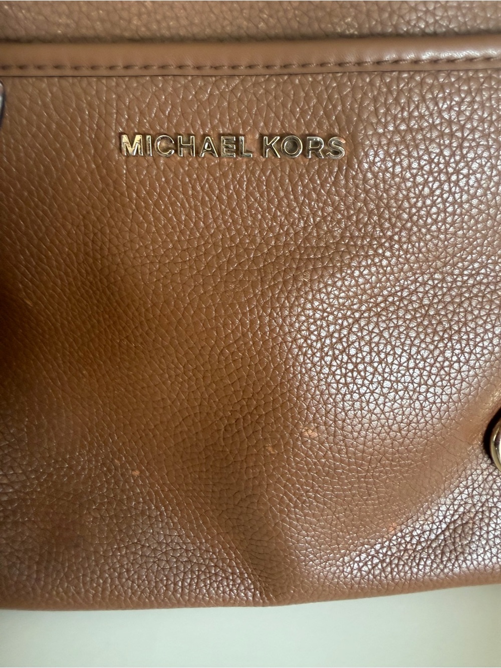 Michael Kors Cognac Pebbled Leather Crossbody Bag Gold Hardware - Picture 2 of 6